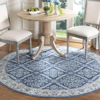 Brentwood 863 Navy / Creme 3' X 3' Round Round Powerloomed Rug