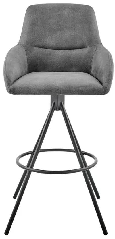 Odessa 26" Counter Height Bar Stool in Charcoal Fabric and Black Finish