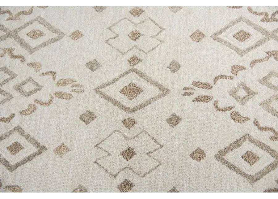 Opulent Natural/Beige Geometric Wool 9'x12' Rectangle Rug