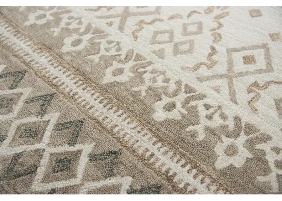 Opulent Natural/Beige Geometric Wool 9'x12' Rectangle Rug