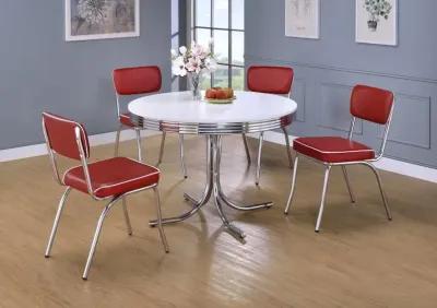 Retro Round Dining Table Glossy White and Chrome