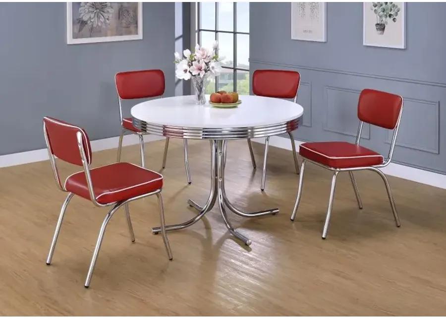 Retro Round Dining Table Glossy White and Chrome