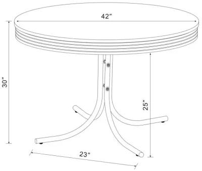 Retro Round Dining Table Glossy White and Chrome