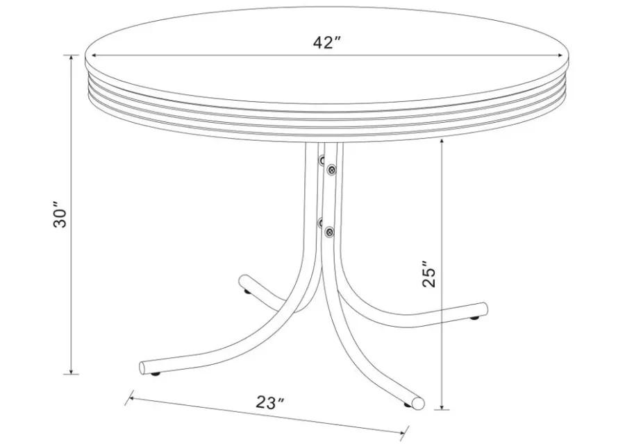 Retro Round Dining Table Glossy White and Chrome