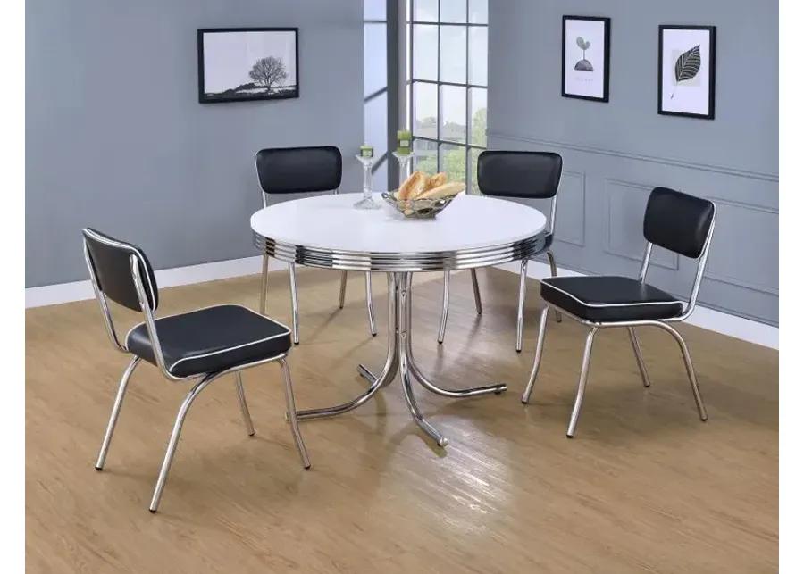 Retro Round Dining Table Glossy White and Chrome