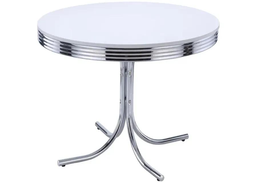 Retro Round Dining Table Glossy White and Chrome