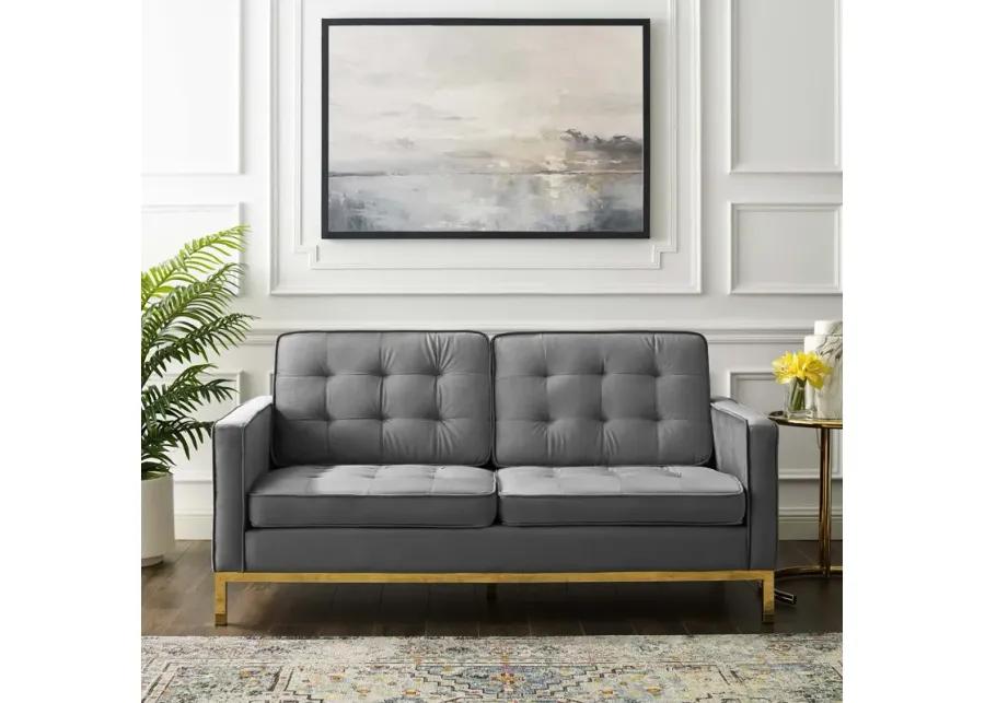 Loft Gold Stainless Steel Leg Performance Velvet Loveseat