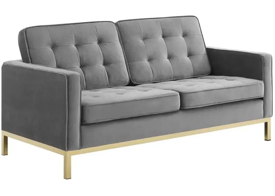 Loft Gold Stainless Steel Leg Performance Velvet Loveseat