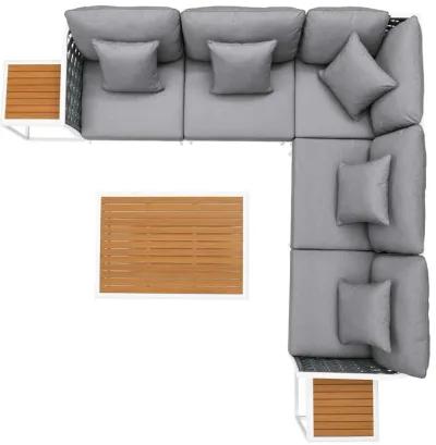 Stance 8 Piece Outdoor Patio Aluminum Sectional Sofa Set