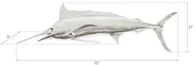 blue marlin fish wall sculpture, resin, silver leaf