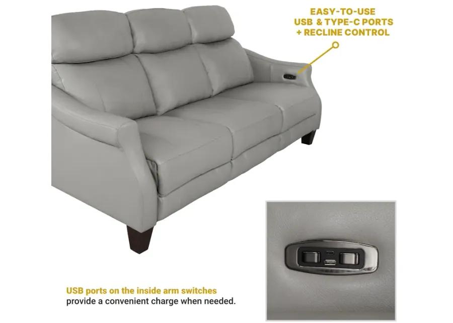 Felicity 84" Zero Gravity Power Reclining Sofa in Silver Leather