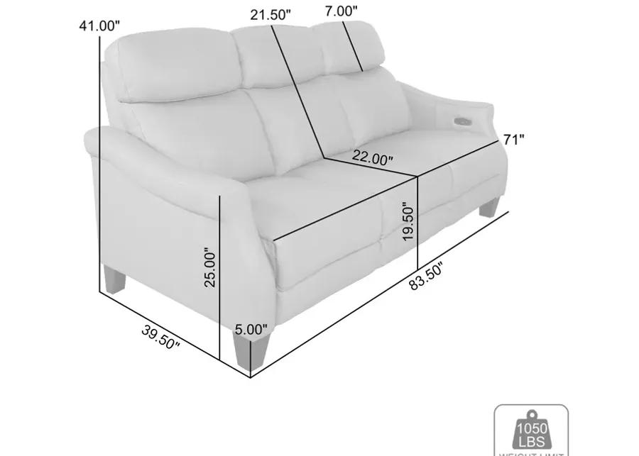 Felicity 84" Zero Gravity Power Reclining Sofa in Silver Leather