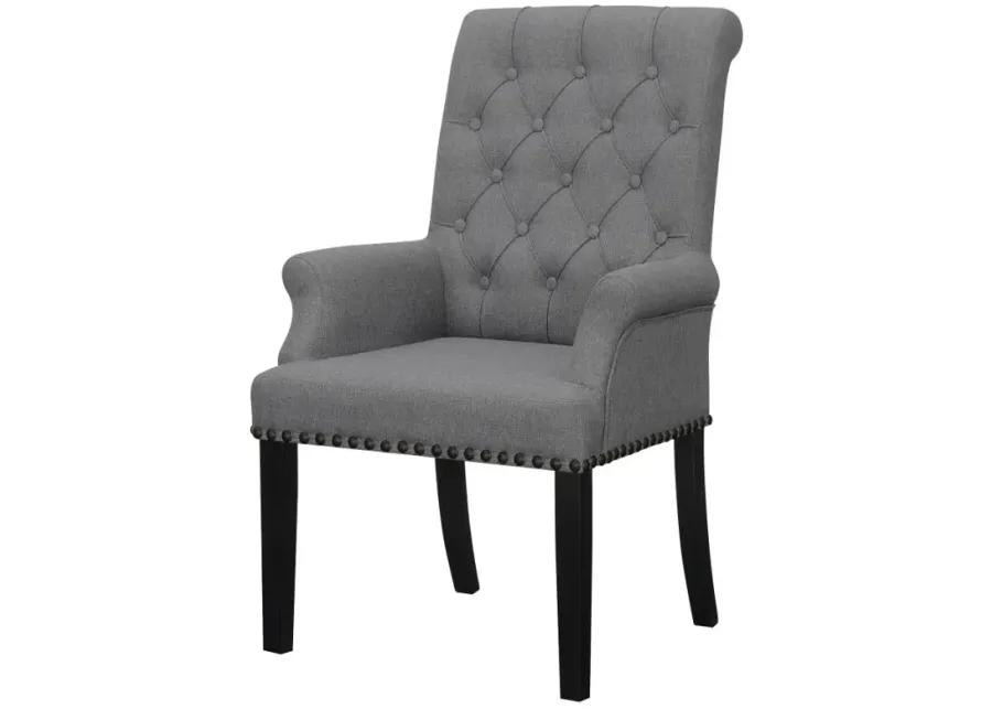 Alana Upholstered Tufted Arm Chair with Nailhead Trim