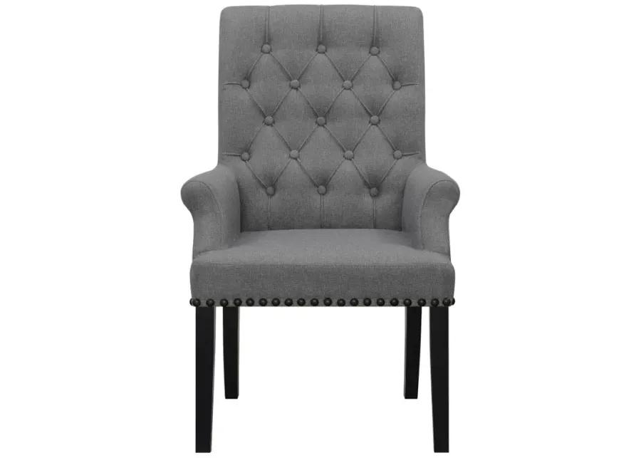 Alana Upholstered Tufted Arm Chair with Nailhead Trim