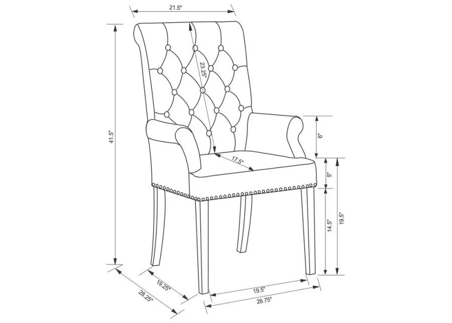 Alana Upholstered Tufted Arm Chair with Nailhead Trim