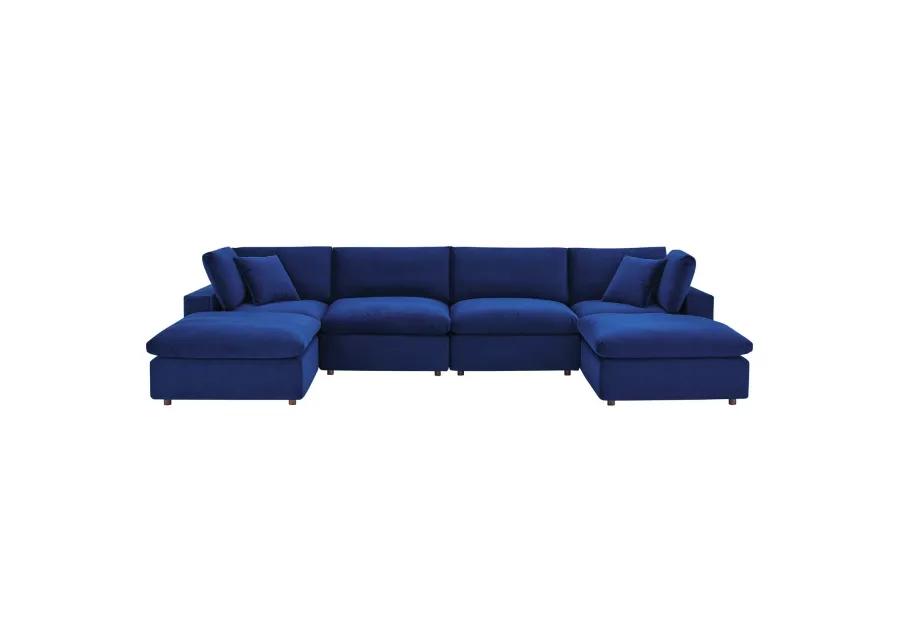 Commix Down Filled Overstuffed Performance Velvet 6-Piece Sectional 