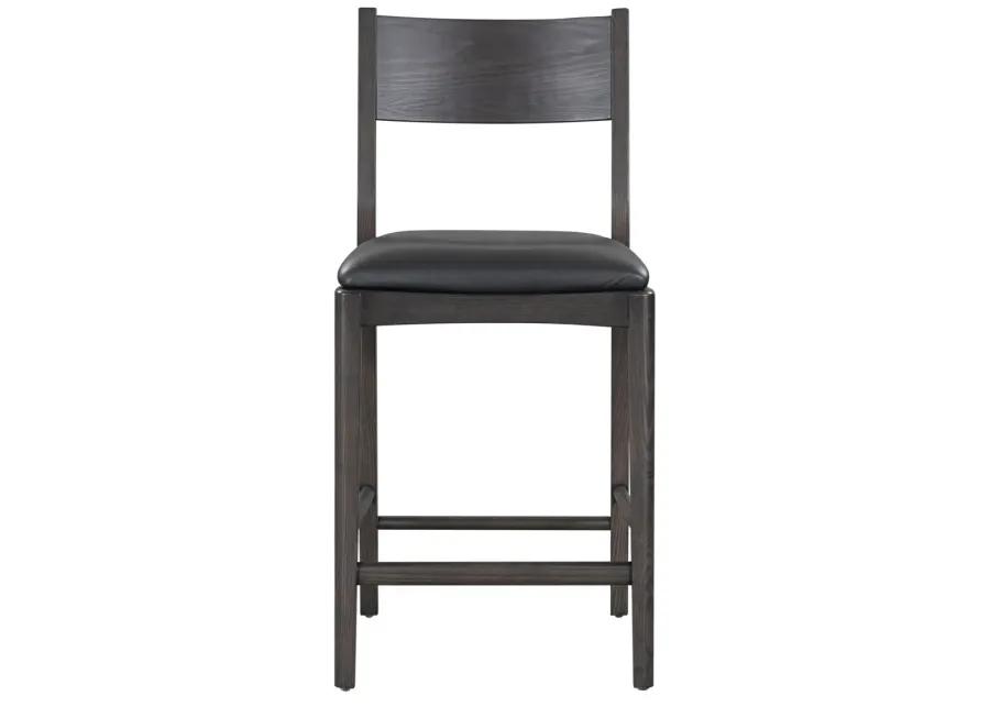 Rooney 26" Top Grain Leather Counter Chair in Black