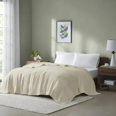 Madison Park Freshspun Basketweave Natural Cotton Blanket