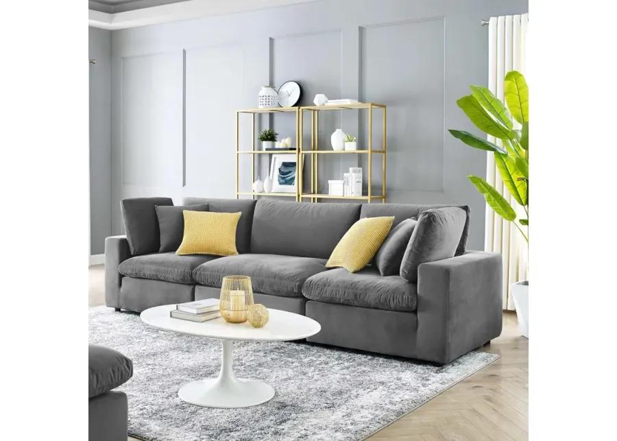 Commix Down Filled Overstuffed Performance Velvet 3-Seater Sofa