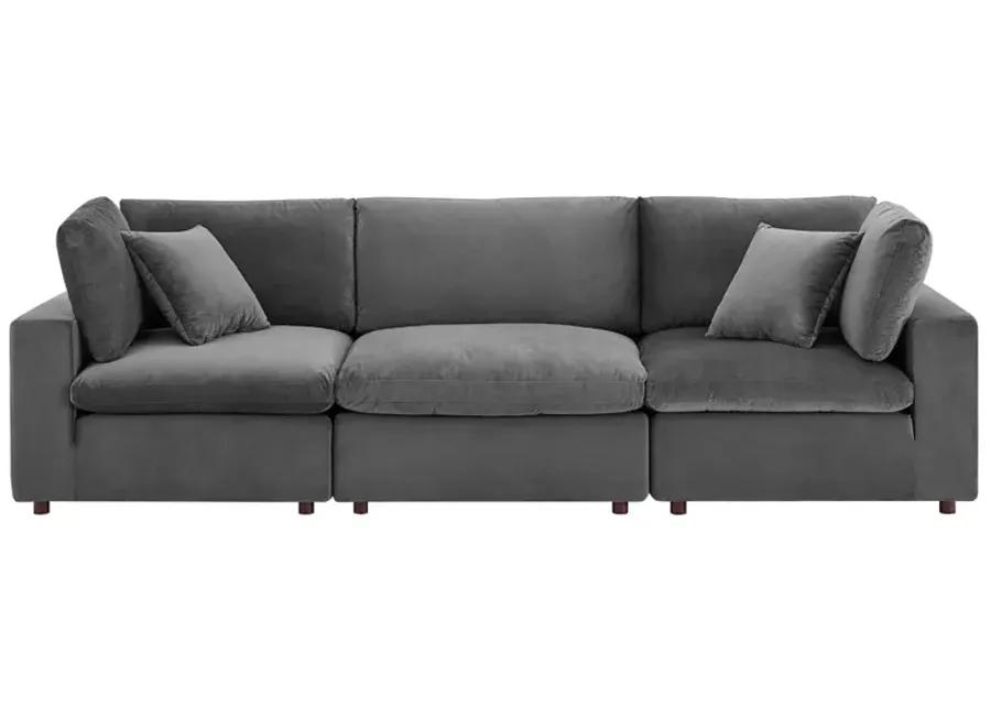 Commix Down Filled Overstuffed Performance Velvet 3-Seater Sofa