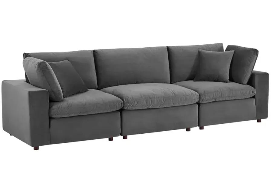 Commix Down Filled Overstuffed Performance Velvet 3-Seater Sofa