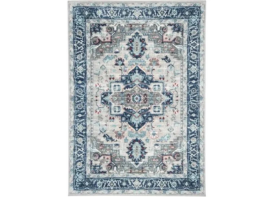 Brentwood 811 Light Grey / Blue 3' X 5' Small Rectangle Powerloomed Rug