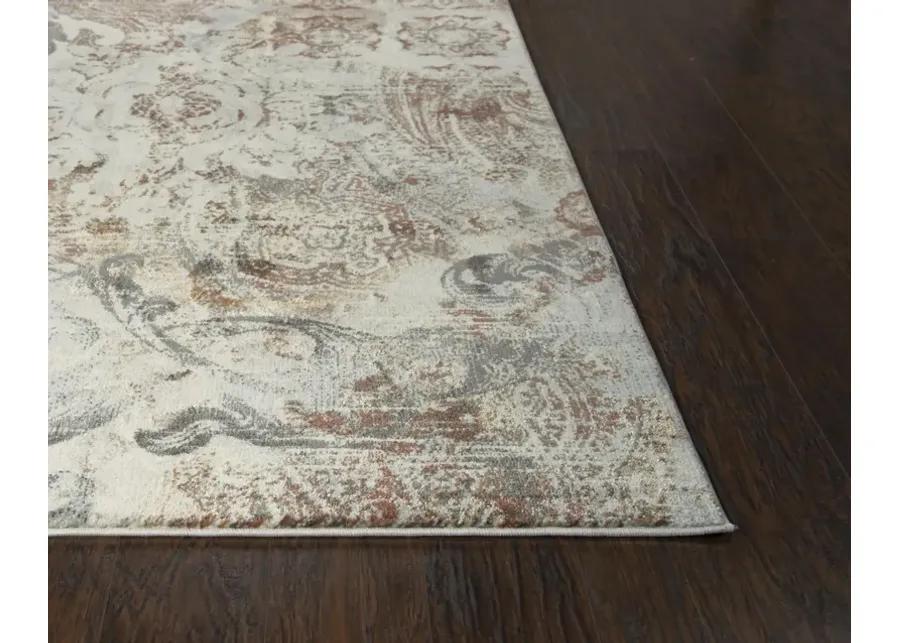 Bristol Beige/Copper ornamental Polypropylene/Polyester 5'3" x 7'6" Rectangle Rug