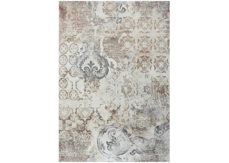 Bristol Beige/Copper ornamental Polypropylene/Polyester 5'3" x 7'6" Rectangle Rug