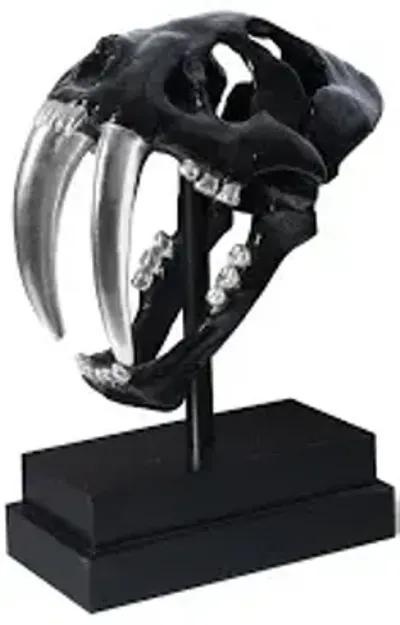 saber tooth tiger skull, black