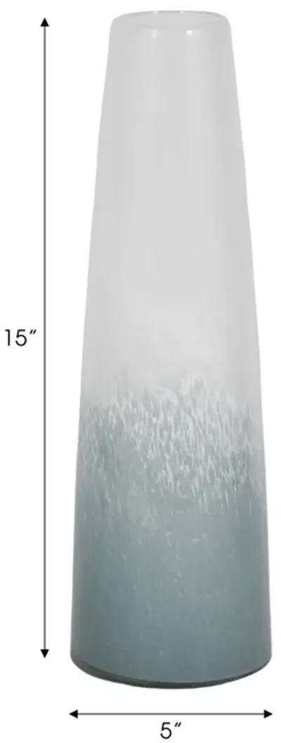 15" Light Blue Waters Vase, Blue/white