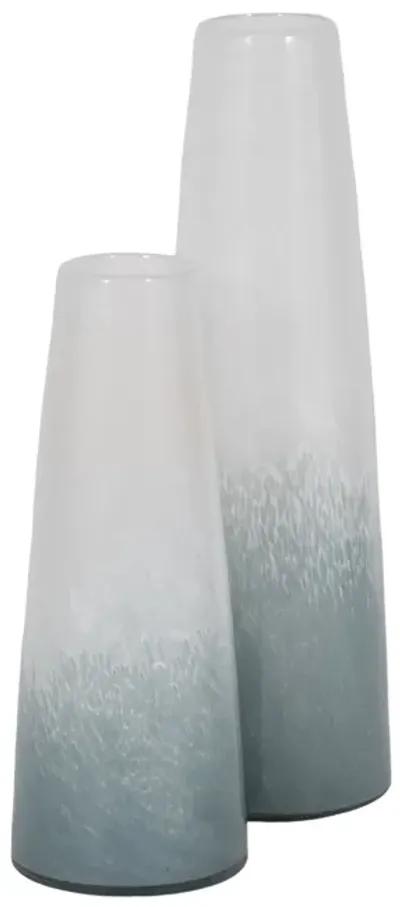 15" Light Blue Waters Vase, Blue/white