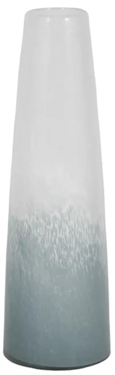 15" Light Blue Waters Vase, Blue/white