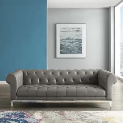 Idyll Tufted Button Upholstered Leather Chesterfield Sofa