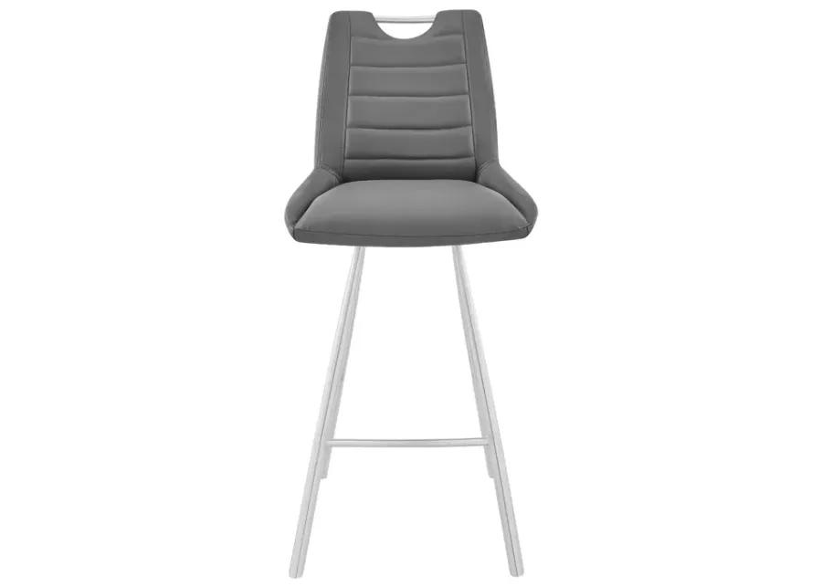 Arizona 26" Counter Height Bar Stool in Charcoal Faux Leather and Brushed Stainless Steel Finish