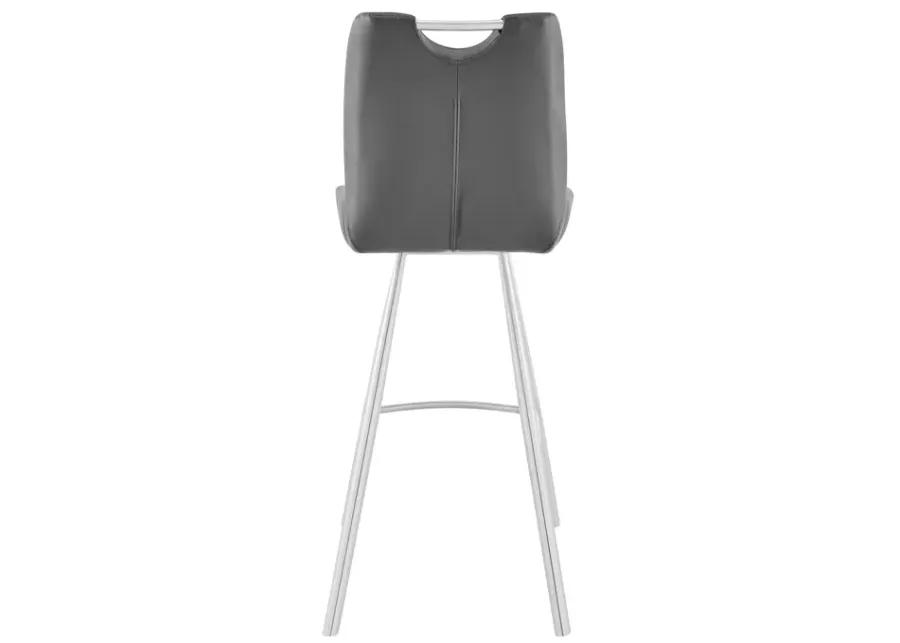 Arizona 26" Counter Height Bar Stool in Charcoal Faux Leather and Brushed Stainless Steel Finish