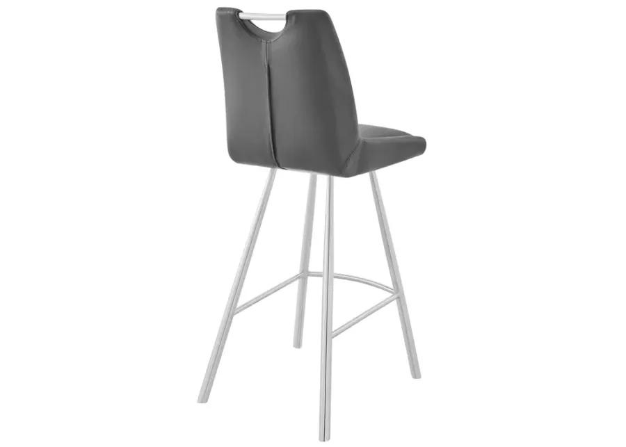 Arizona 26" Counter Height Bar Stool in Charcoal Faux Leather and Brushed Stainless Steel Finish