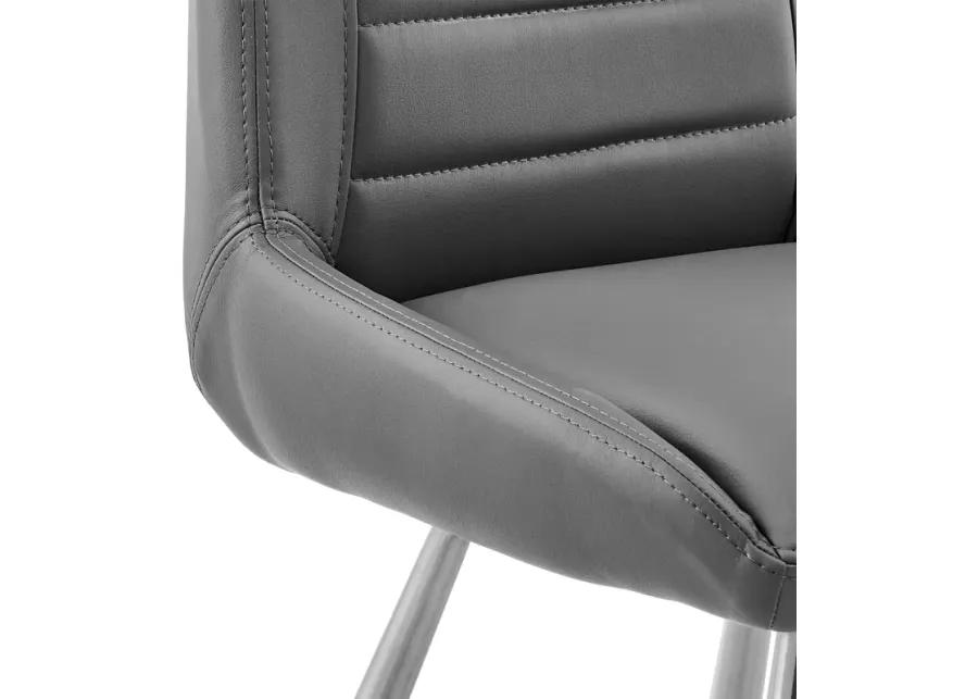 Arizona 26" Counter Height Bar Stool in Charcoal Faux Leather and Brushed Stainless Steel Finish