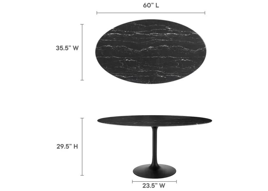 Lippa 60" Oval Artificial Marble Dining Table