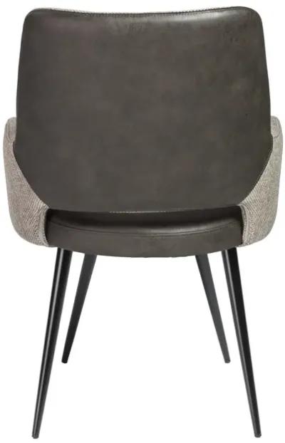 Desi Armchair in Light Gray Fabric and Dark Gray Leatherette with Black Base