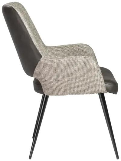 Desi Armchair in Light Gray Fabric and Dark Gray Leatherette with Black Base