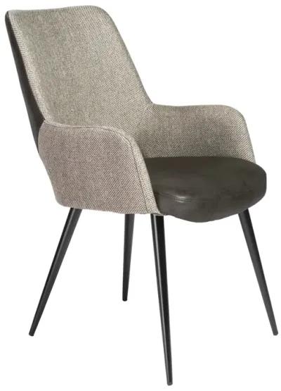 Desi Armchair in Light Gray Fabric and Dark Gray Leatherette with Black Base