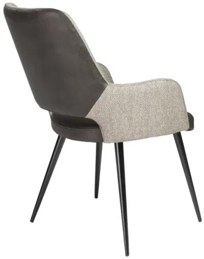 Desi Armchair in Light Gray Fabric and Dark Gray Leatherette with Black Base