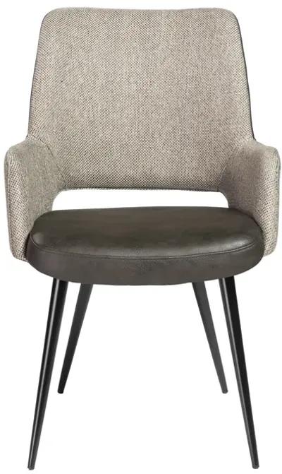 Desi Armchair in Light Gray Fabric and Dark Gray Leatherette with Black Base