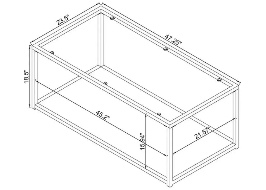 Cora Coffee Table with Mirror Shelf Chocolate Chrome