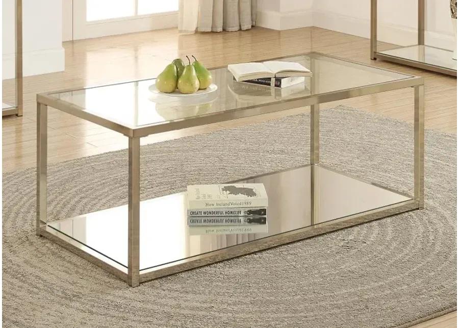 Cora Coffee Table with Mirror Shelf Chocolate Chrome