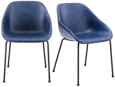 Corinna Side Chair in Vintage Dark Blue - Set of 2