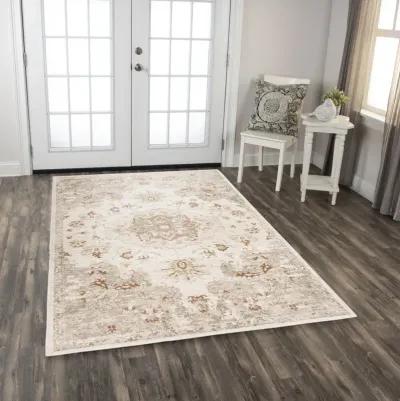 Ventura Beige/Green Medallion Washed Wool 8' x 10' Rectangle Rug