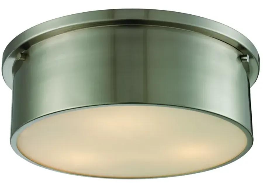 Simpson 14" Wide 3-Light Flush Mount - Brushed Nickel