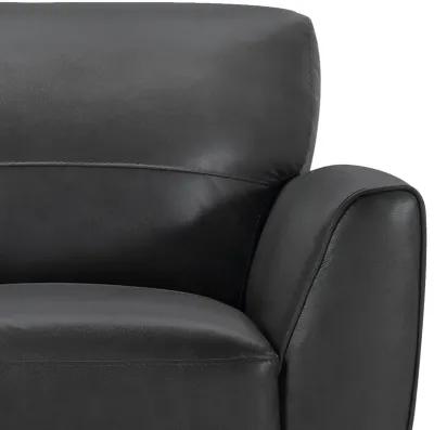 Jedd Contemporary Chair in Genuine Black Leather with Brown Wood Legs