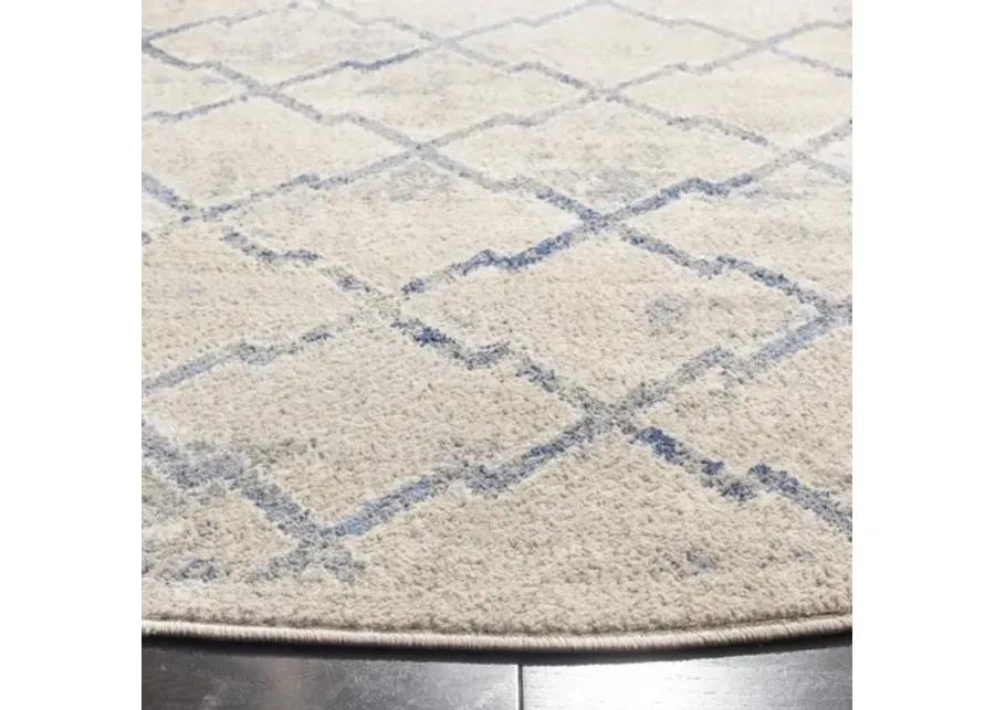 Brentwood 809 Light Grey / Blue 10' X 10' Round Round Powerloomed Rug